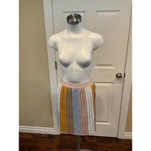 Eva Franco Multicolor Striped Skirt W/ Silver Metallic Stripes, Size XS - NWT!